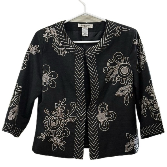 Susan Bristol Black Floral Embroidered Blazer - Picture 1 of 2